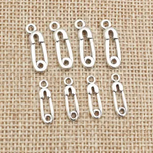 Pendentifs en Alliage de Zinc Argent Antique Forme d'Épingle de Sûreté pour DIY Bijoux Accessoires Collier Bracelet