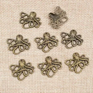 Set mit acht Oktopus-Anhängern aus Legierung in Bronze-Optik für DIY-Schmuckherstellung