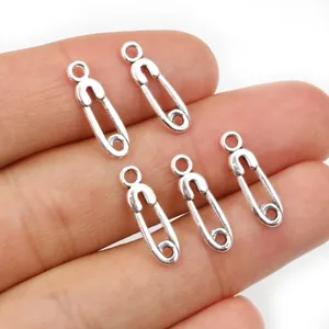 Cinq breloques épingles de sûreté vintage en argent pour bijoux DIY sur le doigt