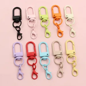 Ten colorful 360-degree rotating lobster clasps with D-ring connectors for DIY crafts