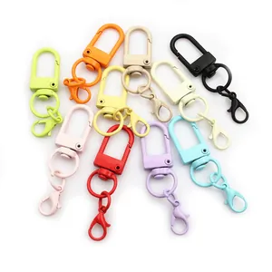 Set of 10 colorful 14mm lobster clasps with rotating U-shaped hardware for DIY keychain craft