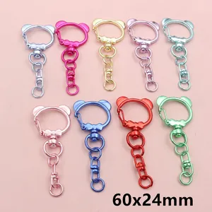 Fermoirs mousquetons en métal en forme d'ours pour bijoux DIY taille 60x24mm