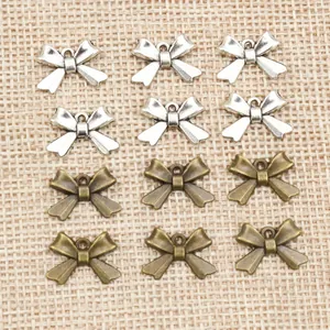 Bowknot metal charms in silver and bronze finish for DIY necklace and bracelet jewelry
