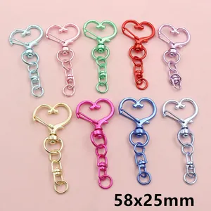 Mousquetons pivotants en forme de cœur 58x25mm en neuf couleurs métalliques variées