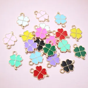 Pendentifs trèfle colorés en alliage et émail pour la création de bijoux DIY et artisanat