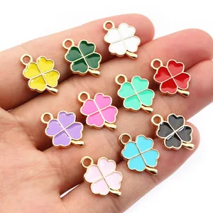 Pendentifs trèfles colorés en alliage 10 couleurs pour création de bijoux DIY