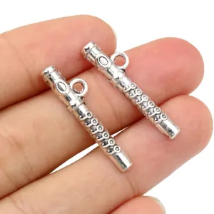 Retro silver alloy flute pendants for DIY jewelry making necklaces and bracelets