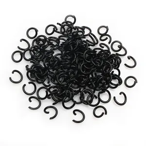 Confezione di anellini aperti in metallo nero per creazione di gioielli fai da te e hobby