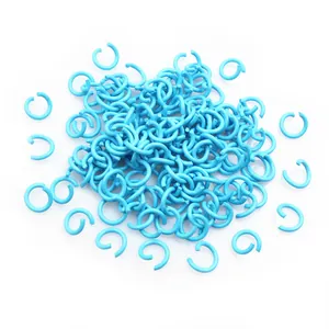 Macro di anellini di giunzione blu in metallo per creazione di gioielli fai da te