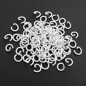 Confezione di anellini aperti in ferro verniciato bianco per creazione gioielli DIY