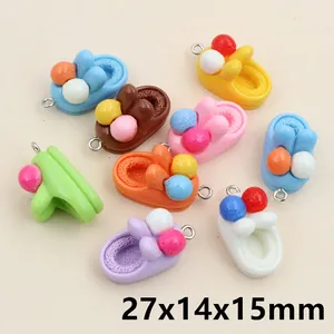 Close-up of 27x14x15mm colorful resin shoe charms for DIY jewelry and keychain making