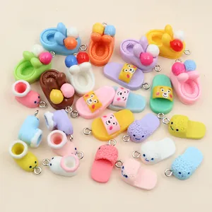 Colorful resin shoe charms with hooks for DIY necklaces, keychains and jewelry making
