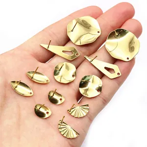 Golden stainless steel geometric stud earring bases for DIY jewelry making