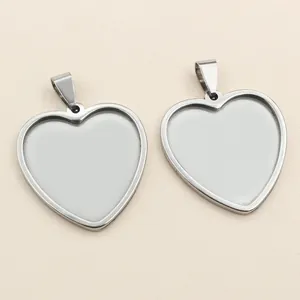 304 stainless steel thick heart-shaped jewelry pendant tray for DIY necklace craft