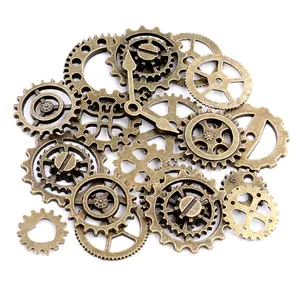 50g pack of vintage bronze steampunk alloy gears and mechanical clock charms for DIY jewelry