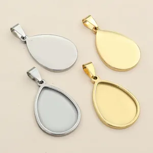 304 Edelstahl Tropfenanhänger Basis 18x25mm in Gold und Silber für DIY Schmuckdesign