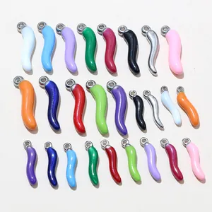 Detailed collection of chili pendants in multiple colors and sizes with metallic ring