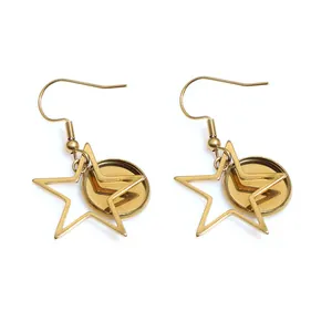 Detailed view of DIY star-shaped gold hollow frames with geometric trays for earrings