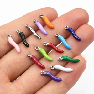 Colorful stainless steel chili pendants for DIY jewelry making in multiple vivid colors
