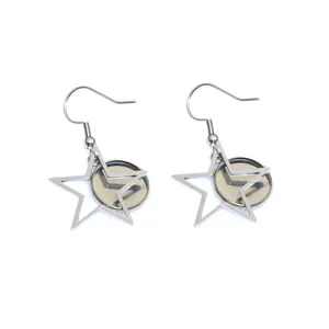 Close-up of geometric star and round 12mm bezel frames for DIY earring making