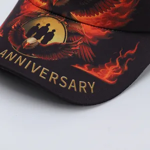 Baseballkappe Schirm mit Adlergrafik, goldenen Flammen und Anniversary Aufdruck