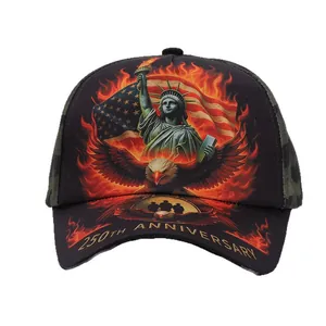 Baseballkappe mit 250-Jahre-Jubiläumsdruck Adler US-Flagge und Tarnung-Details