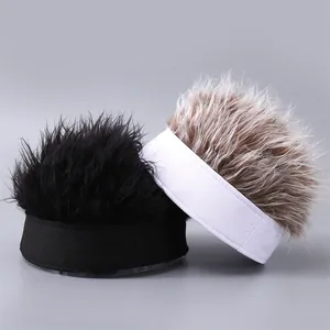 Novelty Men Brimless Docker Hat With Synthetic Hair Wig Cotton Camouflage Streetwear Hip Hop Beanie Cap For Party Fun