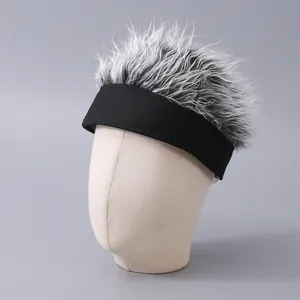 Detail of grey spiked hair wig headband for outdoor sports and funny costume parties