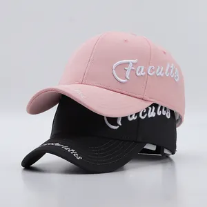 Klassische Baseballkappen mit 3D-Stickerei in Rosa und Schwarz aus Strukturstoff