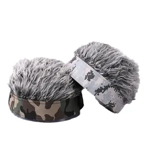 Creative flair hair visor cap with gray wig available in camouflage and digital patterns