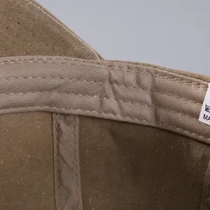 Macro shot of cotton baseball cap interior stitching and sweatband texture