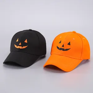 Gorras de béisbol de Halloween negras y naranjas con calabazas bordadas