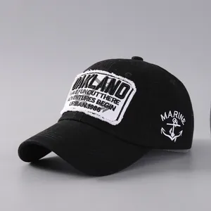 Amerikanische Retro Baumwolle Baseballkappe Für Herren Damen Verstellbar Buchstaben Patch Stickerei Gebogener Rand Outdoor Sonnenhut