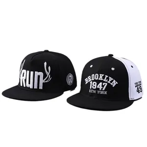 Casquettes snapback hip hop avec broderie 3D et motifs Brooklyn et Run lettrage