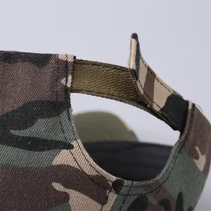 Jungle camo baseball cap featuring an adjustable hook-and-loop strap and sweatband