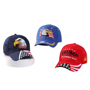 Set di tre cappellini da baseball con ricamo aquila USA 3D e motivi della bandiera