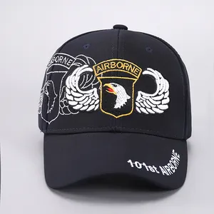 Black cotton baseball cap with eagle 101st Airborne embroidery and curved brim