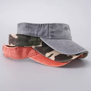 Classic cotton denim open top sun visors in grey, camo and orange for outdoor sports