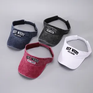 Top view of four assorted sun visors with Key West embroidery and adjustable straps