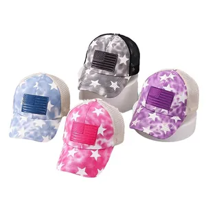 Tie-dye καπέλα trucker με δίχτυ και κεντημένο σχέδιο με αστέρια σημαίας ΗΠΑ σετ
