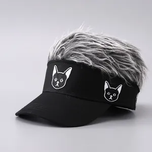Lustiger Perücken Visier Hut Baumwolle Baseballkappe Mit Kunsthaar Hip Hop Neuheit Sonnenhut Für Herren Damen Party Outdoor Reisen