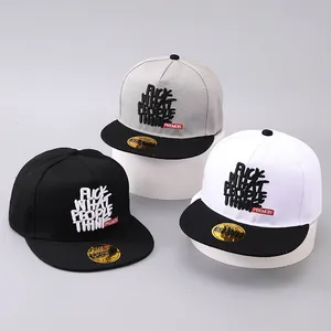 Detailed close-up of hip hop snapback hats with bold 3D embroidery and flat brim style