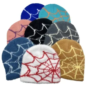 Bonnets en tricot jacquard à motif toile d'araignée en plusieurs couleurs