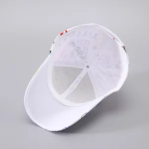 Detail view of cotton baseball cap interior showing sweatband and metal adjustment buckle