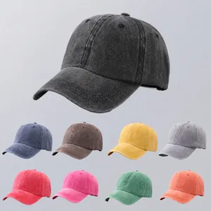 Washed Cotton Baseball Cap Vintage Distressed Solid Color Soft Top Adjustable Sun Hat For Men Women Outdoor Casual Fashion
