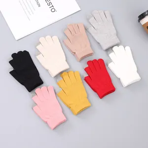 Cozy winter knit gloves with touch screen fingertips in multiple colors for cold weather