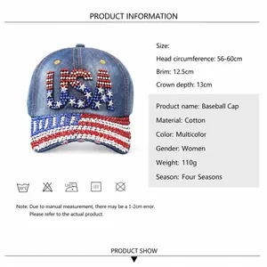 Guida alle taglie cappello USA con strass con misure di circonferenza e visiera