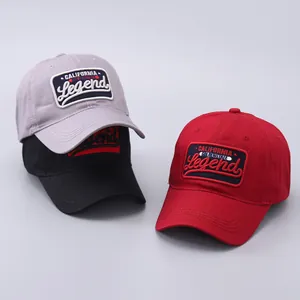 Close-up of California Legend 3D embroidery on cotton vintage baseball caps