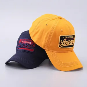 Detail of cotton baseball cap featuring high-quality 3D Legend letter embroidery