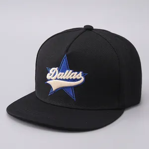 Modische schwarze Snapback Cap mit Dallas Stern Stickerei für Damen und Herren